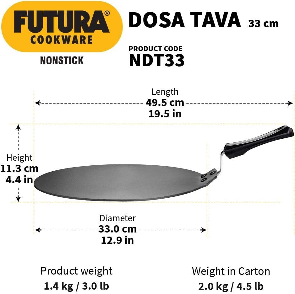 Futura Hawkins Non Stick Dosa Tava Griddle 33cm Diameter & 4.88mm Thick TAWA